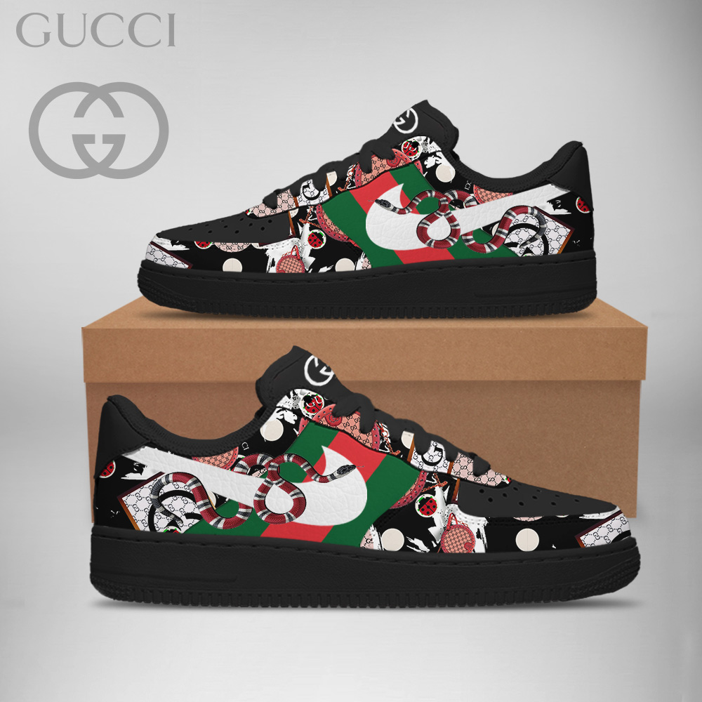 Gucci Nike Snake Pattern Luxury Brand Premium Air Force 1 Sneakers Fashion Shoes Collection For Men Women