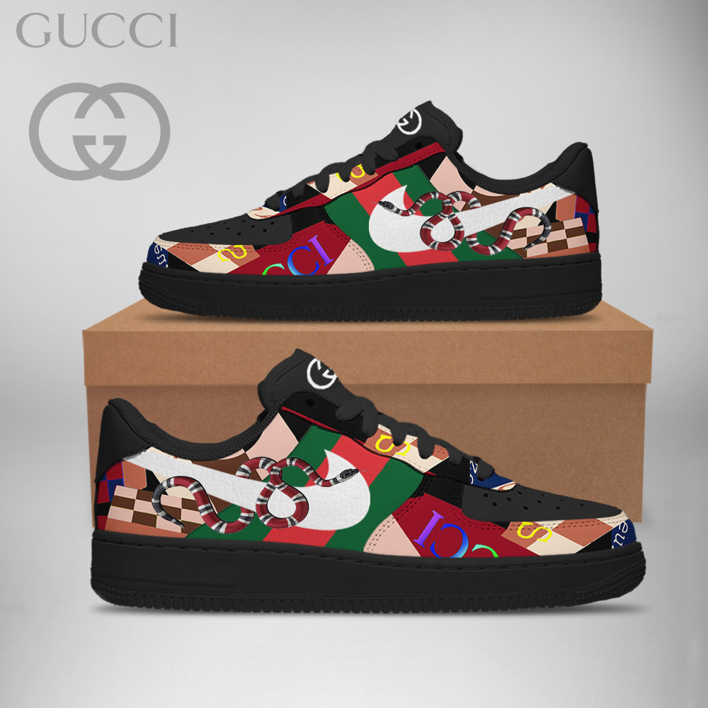 Gucci Nike Logo Snake Pattern Luxury Brand Premium Air Force 1 Sneakers Fashion Shoes Collection For Men Women