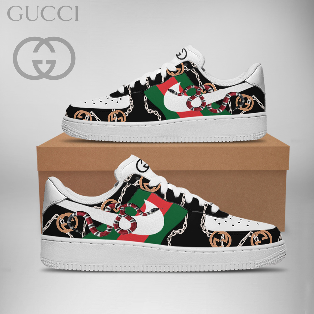 Gucci Nike Logo Pattern Snake Luxury Brand Premium Air Force 1 Sneakers Fashion Shoes Collection For Men Women