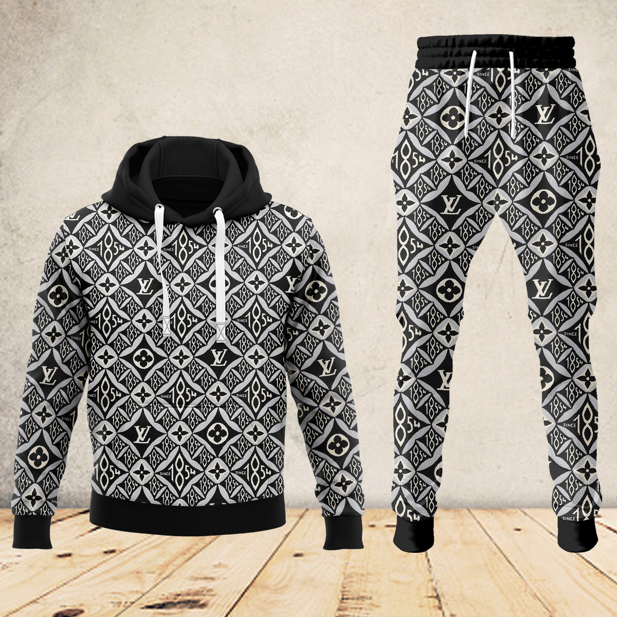 Louis Vuitton Since 1854 Monogram Luxury Brand Premium Unisex Hoodie Long Pants Set Fashion Outfit Special Clothing For Men Women