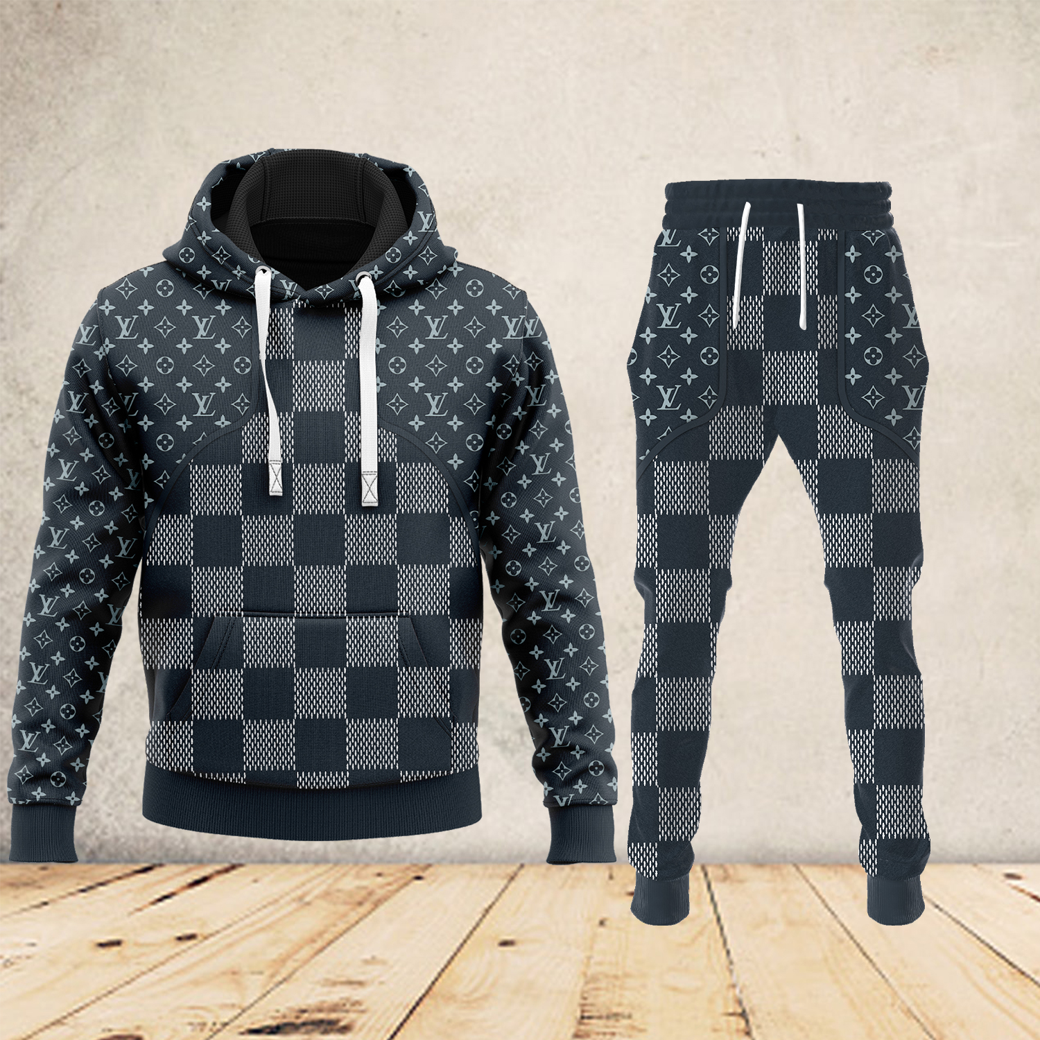 Louis Vuitton LV Logo Luxury Brand Premium Unisex Hoodie Long Pants Set Fashion Outfit Special Clothing For Men Women