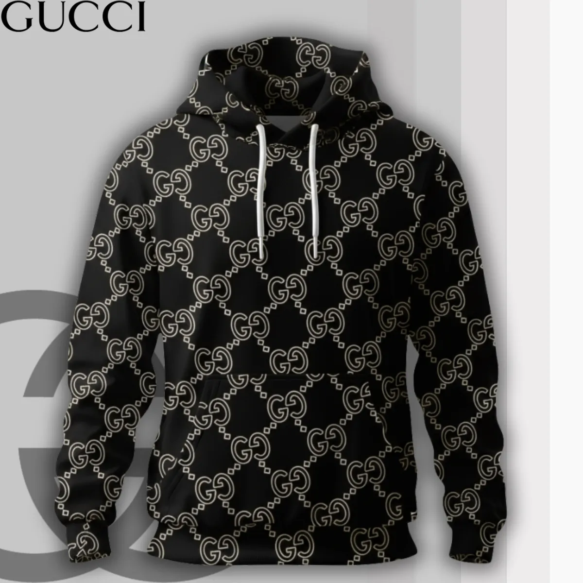 Gucci GC Logo Black Luxury Brand Premium Unisex Hoodie Special Collection Fashion Outfit For Men Women