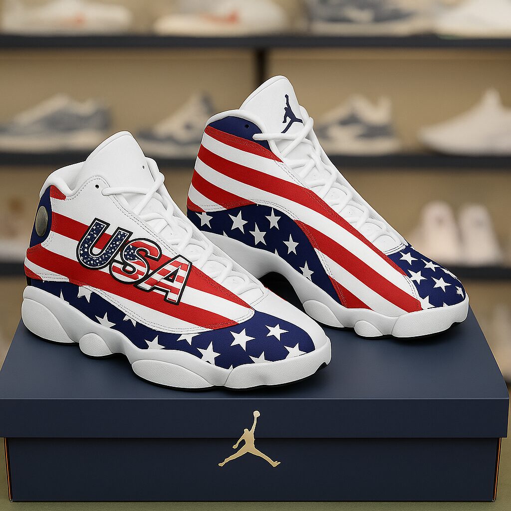 USA Flag Pattern Premium Air Jordan 13 Sneakers Fashion Style Shoes Special Collection Gifts For Men Women
