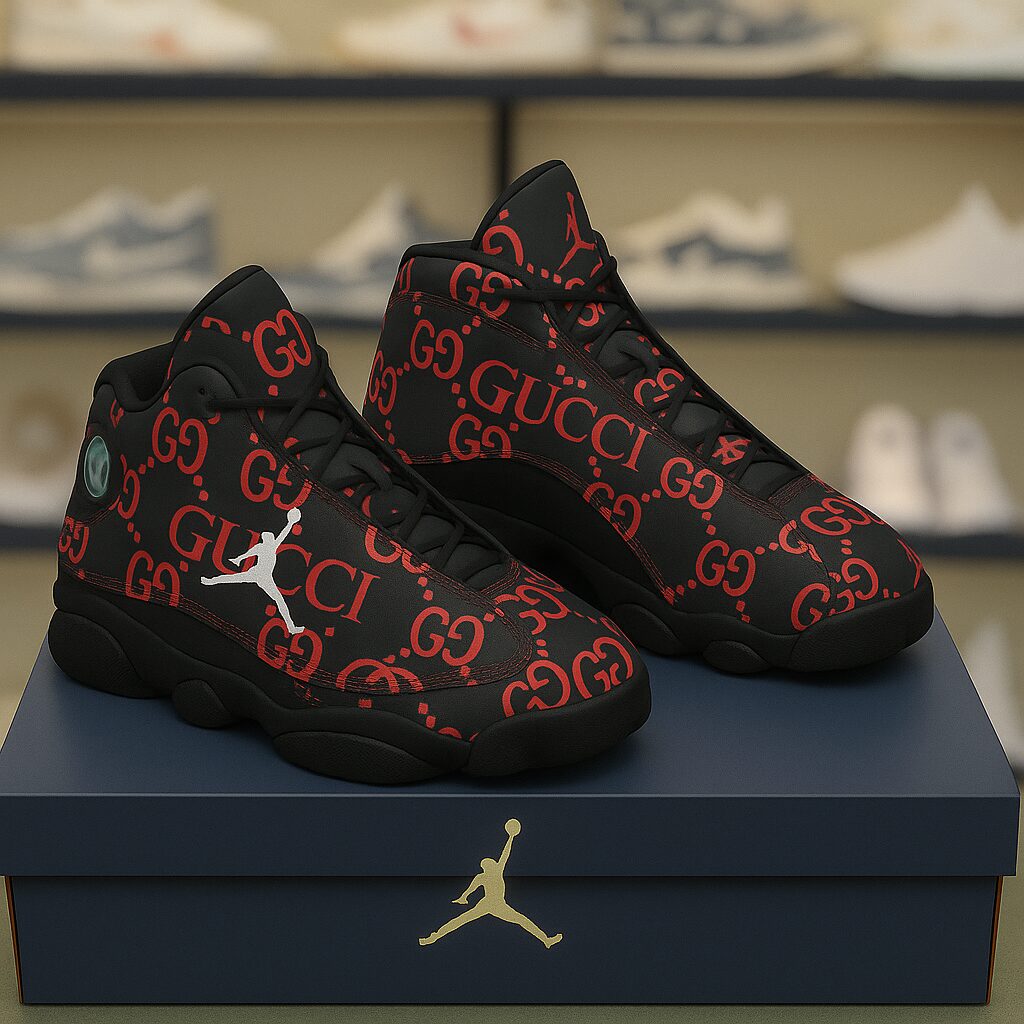 Gucci GC Red Logo Black Luxury Brand Premium Air Jordan 13 Sneakers Fashion Shoes Special Collection Gifts For Men Women