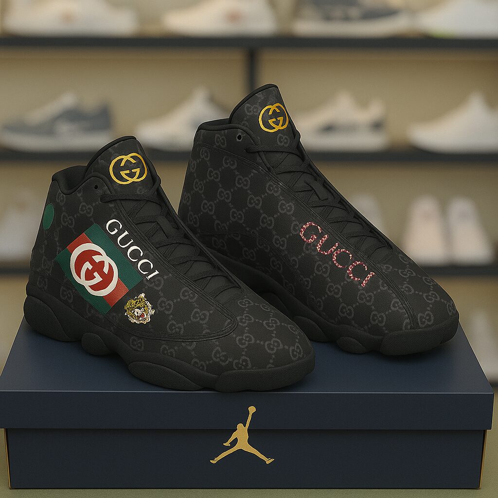 Gucci Tiger Black Luxury Brand Premium Air Jordan 13 Sneakers Fashion Shoes Special Collection Gifts For Men Women