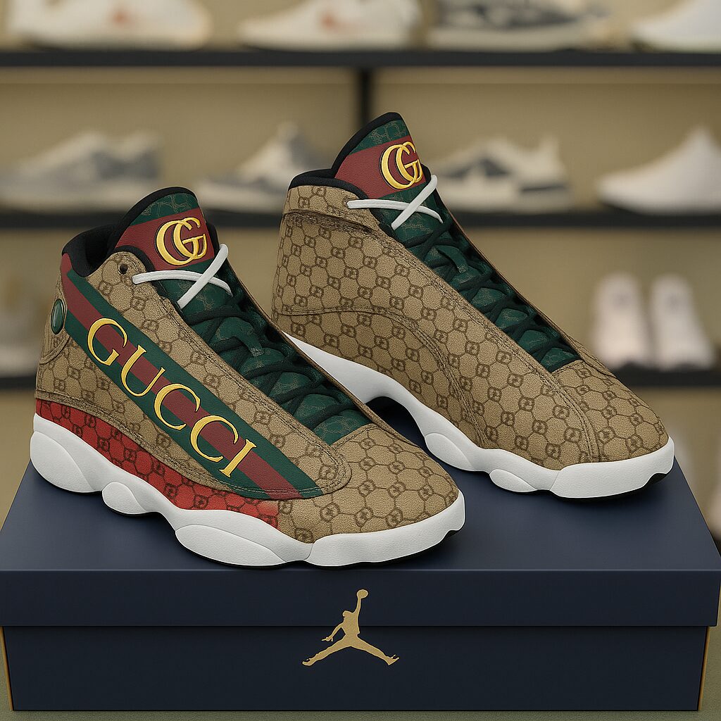 Gucci Brown Luxury Brand Premium Air Jordan 13 Sneakers Fashion Shoes Special Style Gifts For Men Women