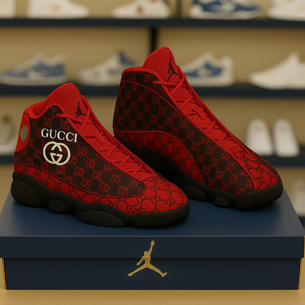 Gucci Red Luxury Brand Premium Air Jordan 13 Sneakers Fashion Shoes Special Style Gifts For Men Women