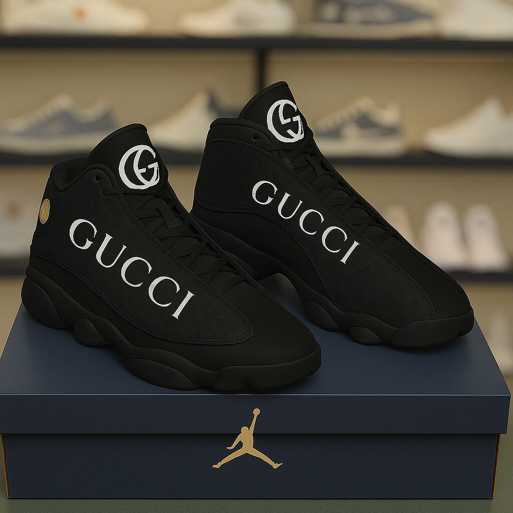 Gucci GC White Logo Black Luxury Brand Premium Air Jordan 13 Sneakers Fashion Shoes Special Style Gifts For Men Women