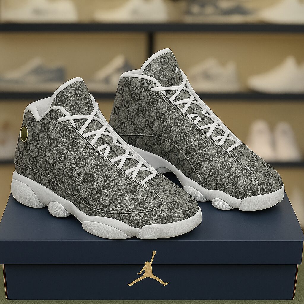 Gucci Grey Luxury Brand Premium Air Jordan 13 Sneakers Fashion Shoes Special Style Gifts For Men Women