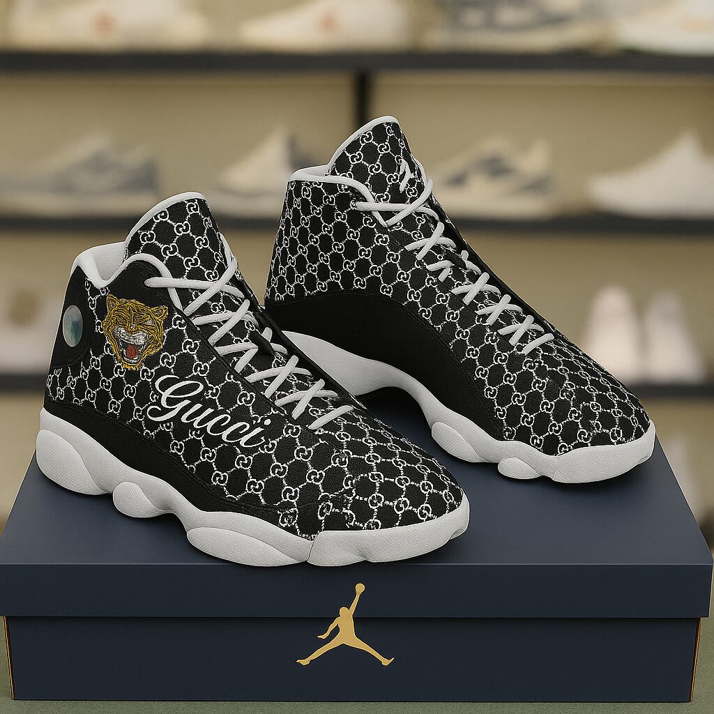 Gucci Tiger Black Luxury Brand Premium Air Jordan 13 Sneakers Fashion Shoes Special Style Gifts For Men Women