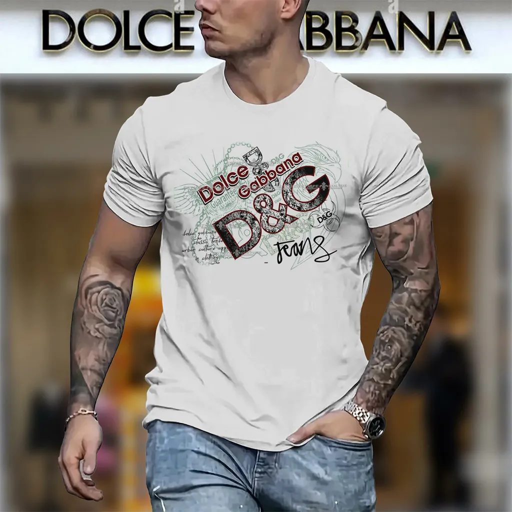 Dolce & Gabbana D&G Pattern White Luxury Brand Premium Unisex T-Shirt Fashion Style Outfit For Men Women