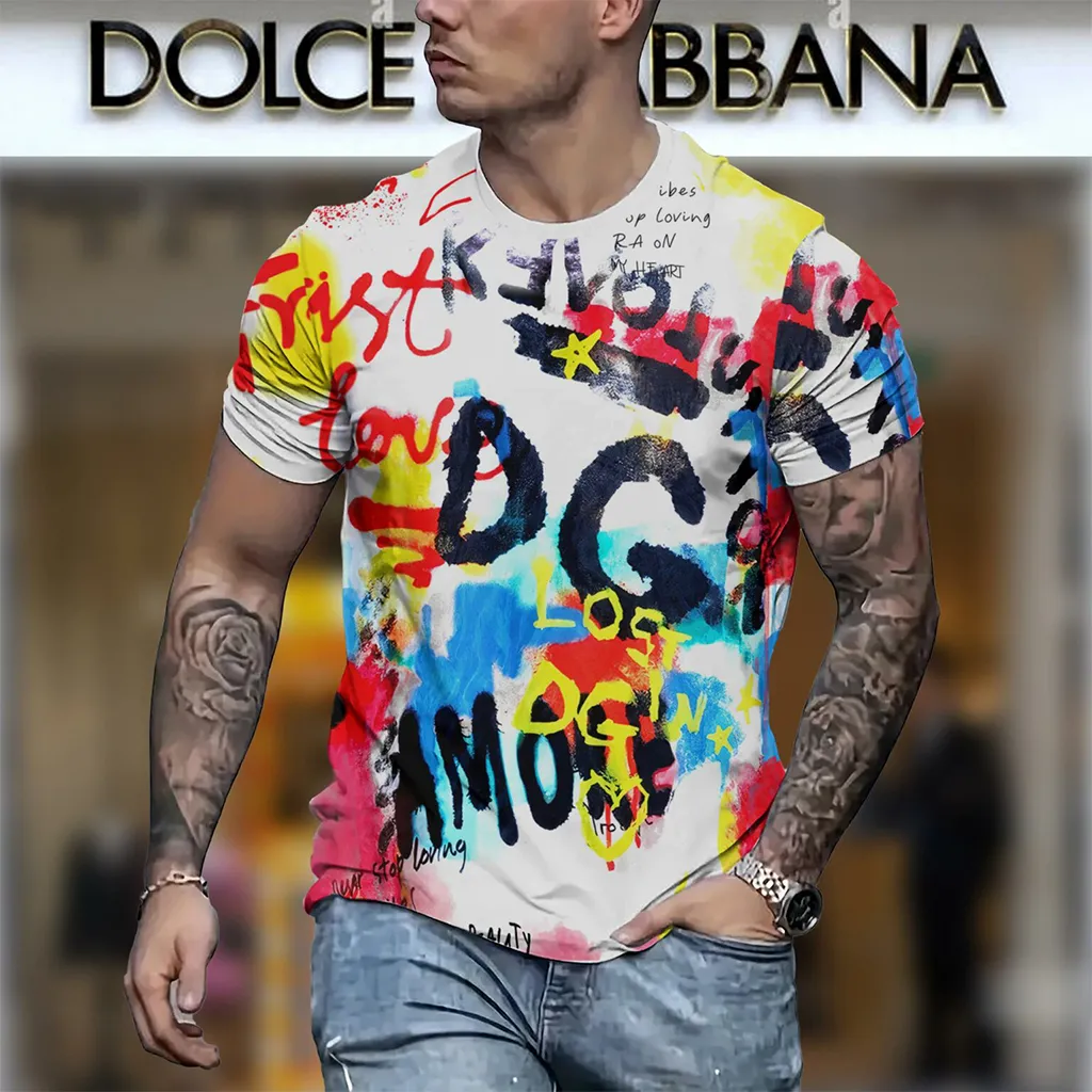 Dolce & Gabbana D&G Logo Colorful Luxury Brand Premium Unisex T-Shirt Fashion Style Outfit For Men Women