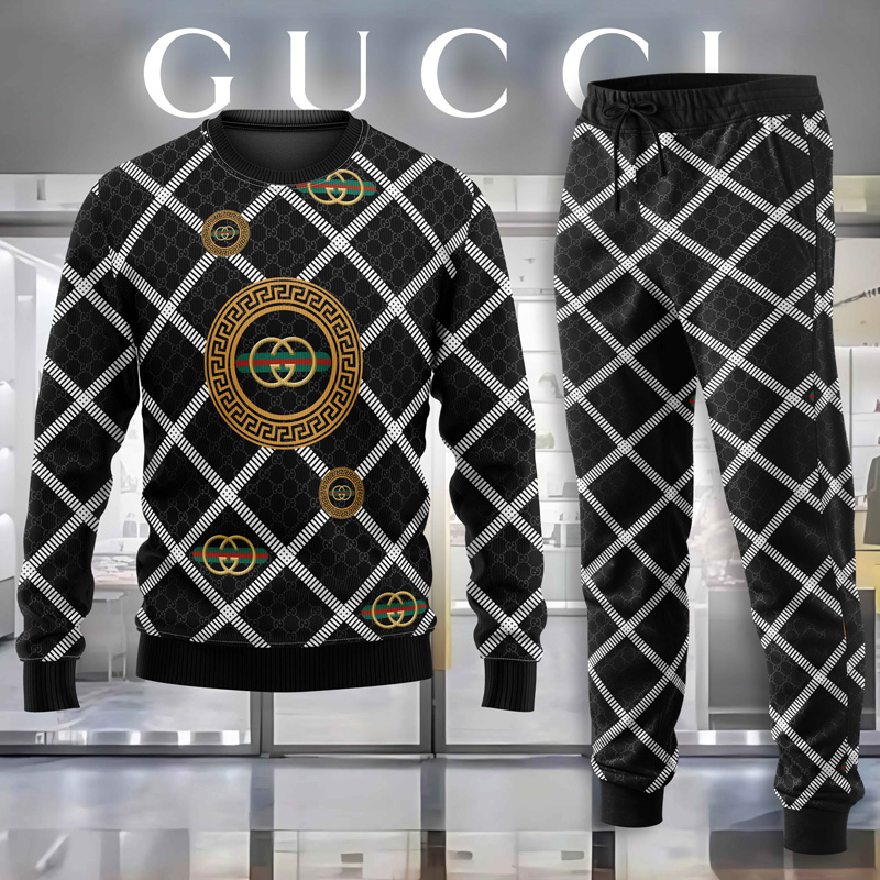 Gucci GC Logo Pattern Luxury Brand Premium Sweatshirt Sweater Long Pants Set Fashion Style Special Collection Outfits For Men Women