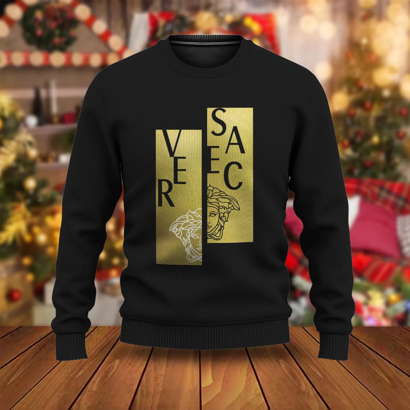 Versace Medusa Pattern Black Luxury Brand Premium Sweatshirt Sweater Fashion Style Special Collection Outfits For Men Women