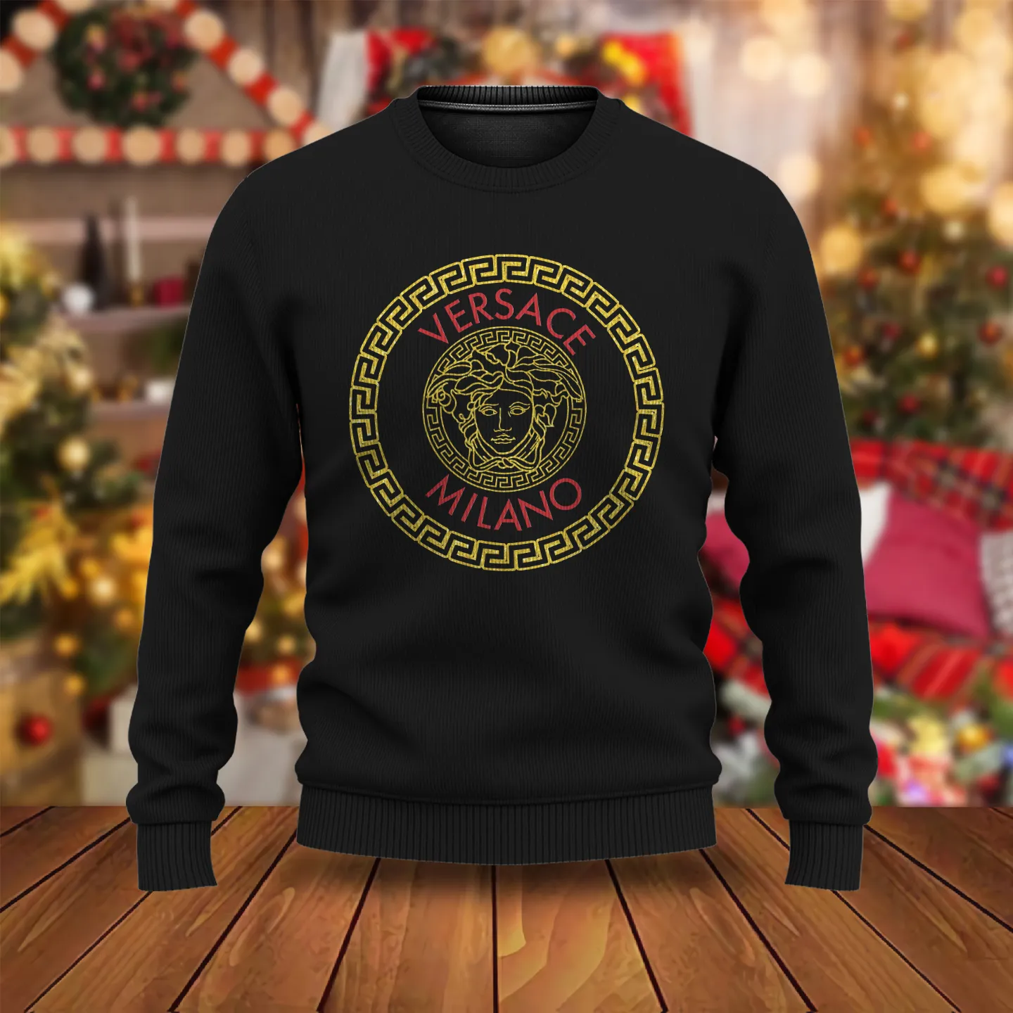 Versace Milano Medusa Pattern Black Luxury Brand Premium Sweatshirt Sweater Fashion Style Special Collection Outfits For Men Women