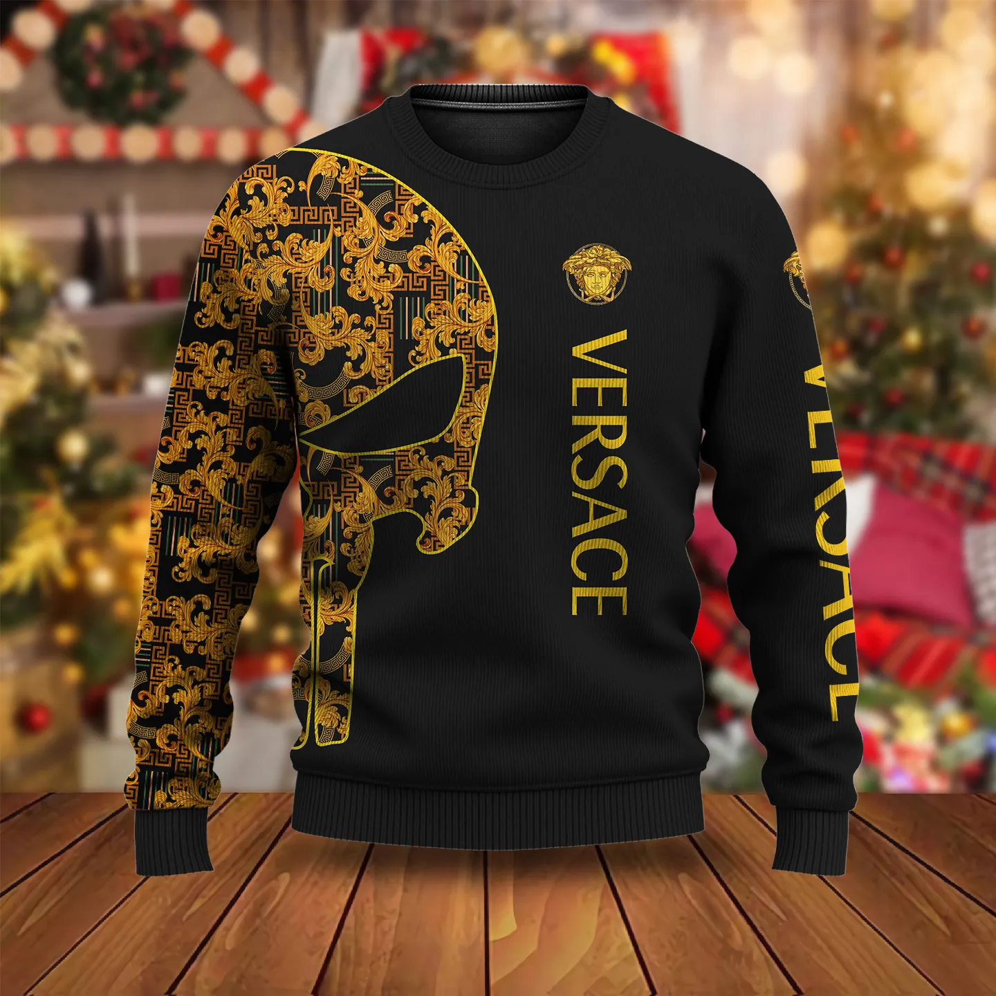 Versace The Punisher Logo Medusa Pattern Black Luxury Brand Premium Sweatshirt Sweater Fashion Style Special Collection Outfits For Men Women