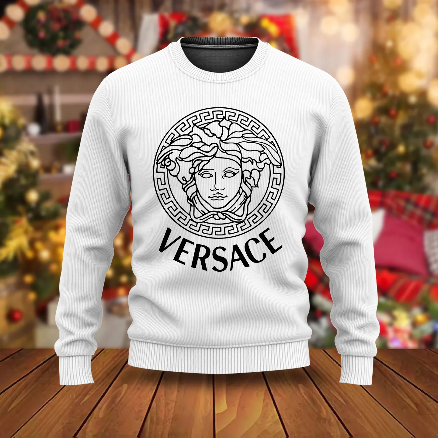 Versace Medusa Black Logo White Luxury Brand Premium Sweatshirt Sweater Fashion Style Special Collection Outfits For Men Women