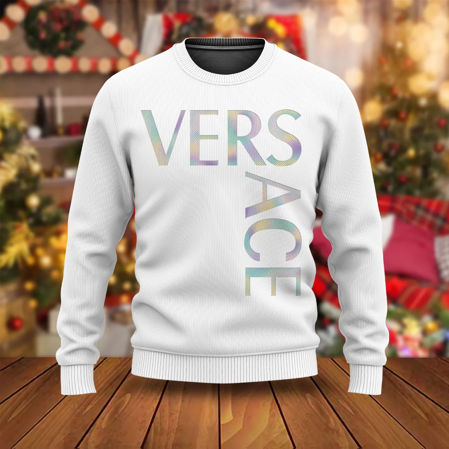 Versace Logo White Luxury Brand Premium Sweatshirt Sweater Fashion Style Special Collection Outfits For Men Women