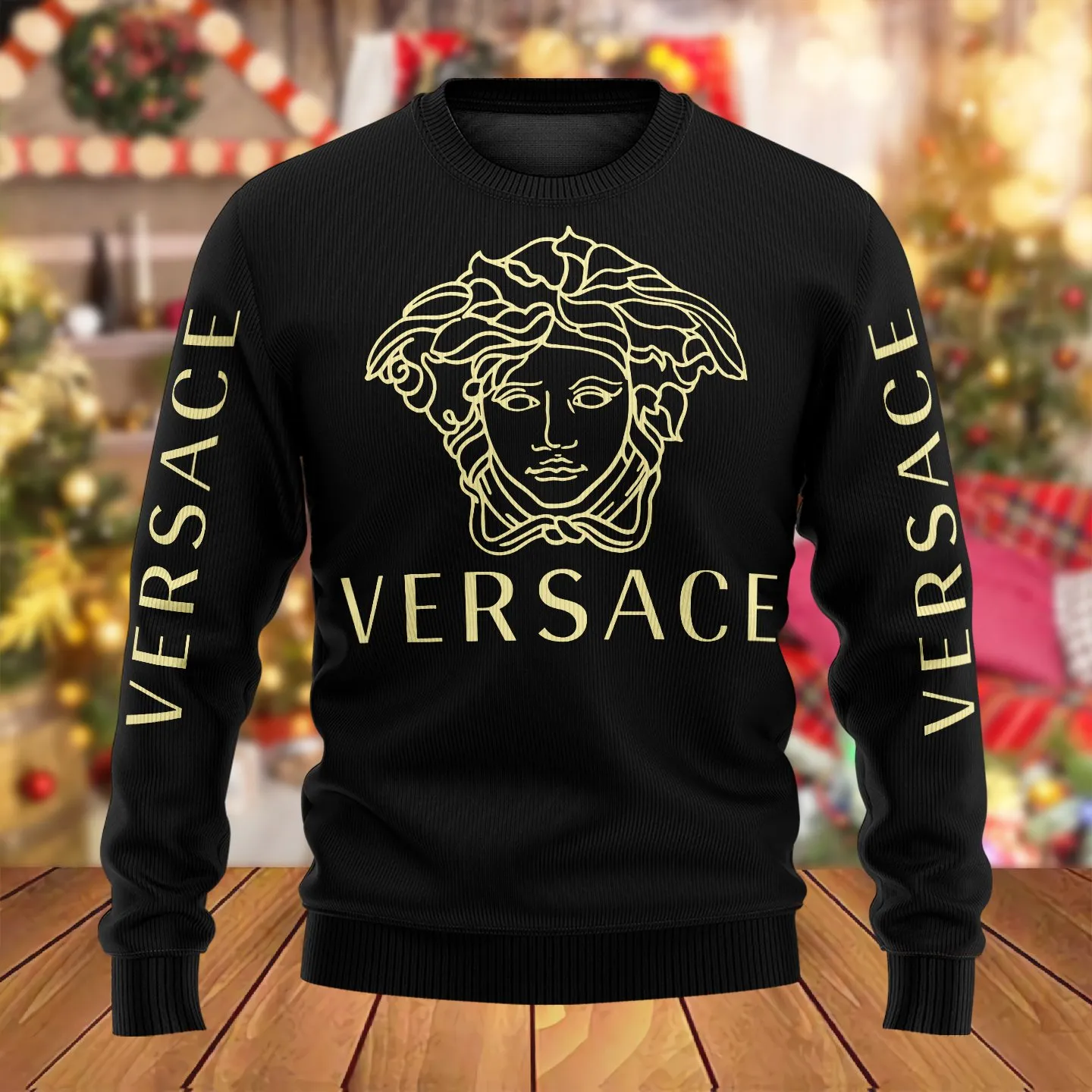Versace Medusa Pattern Black Luxury Brand Sweatshirt Sweater Fashion Style Premium Collection Outfits For Men Women