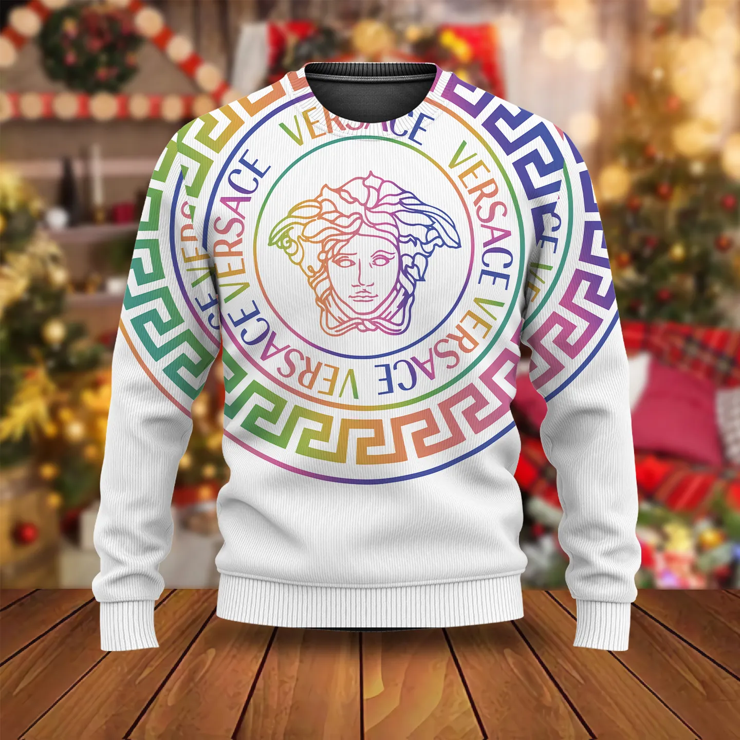 Versace Colorful Medusa White Luxury Brand Sweatshirt Sweater Fashion Style Premium Collection Outfits For Men Women