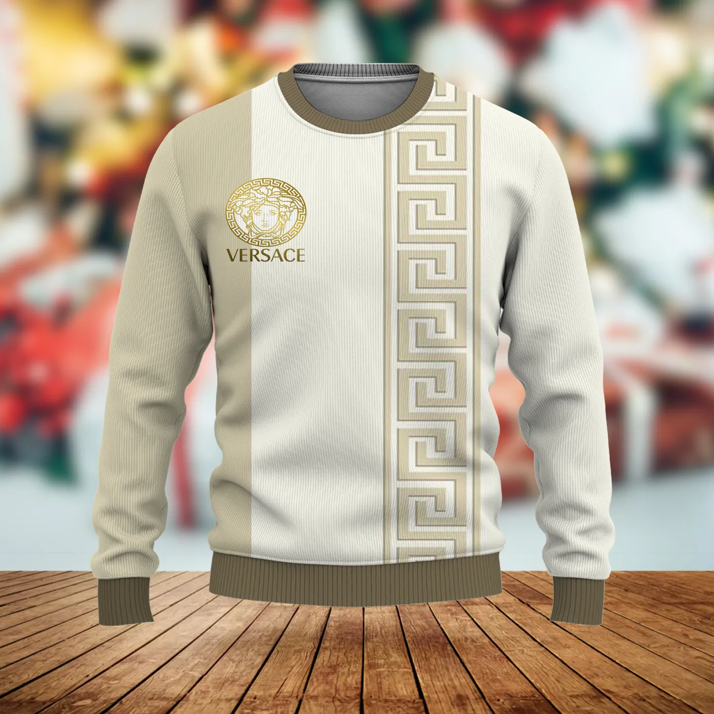 Versace Medusa Beige Luxury Brand Sweatshirt Sweater Fashion Style Premium Collection Outfits For Men Women