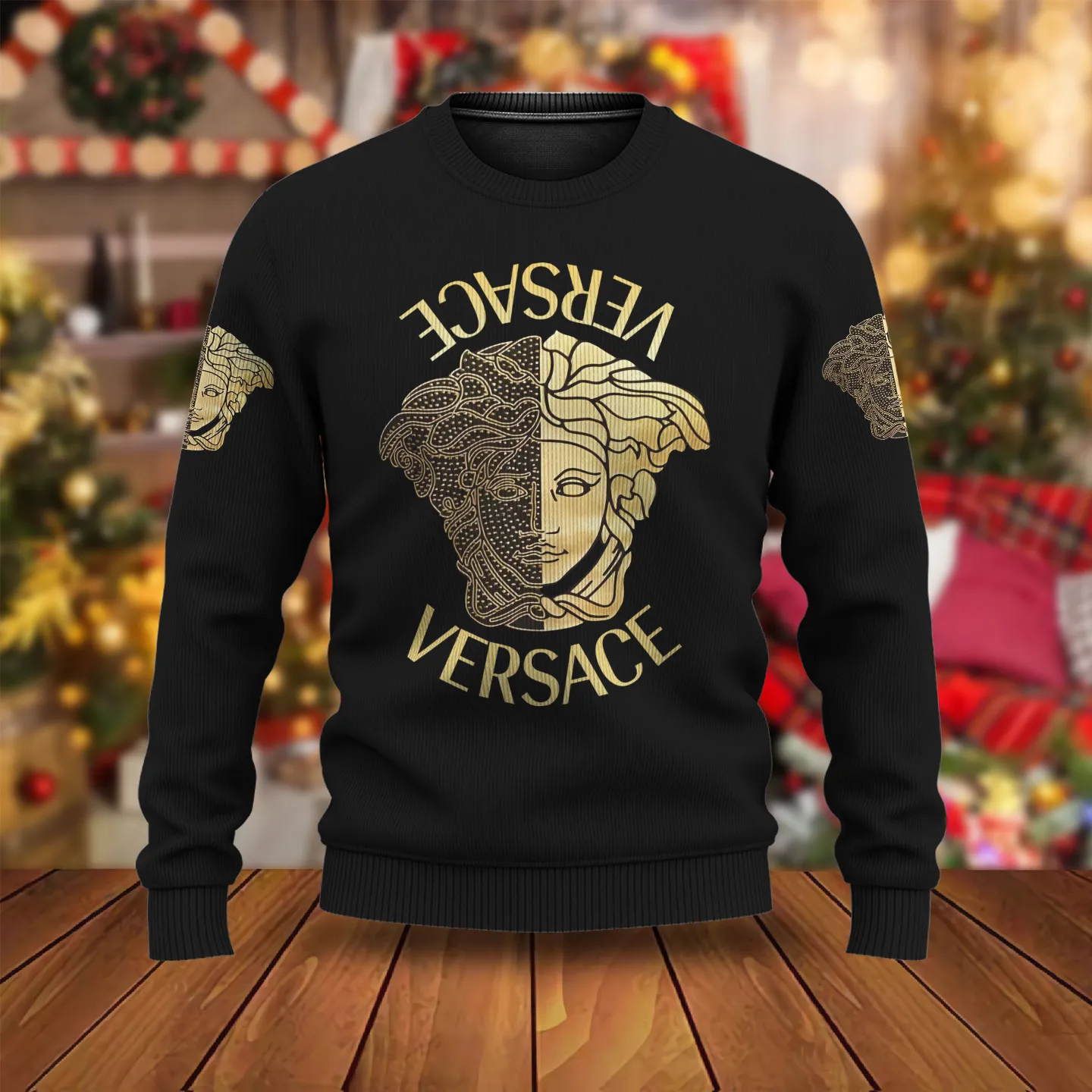 Versace Gold Medusa Black Luxury Brand Sweatshirt Sweater Fashion Style Premium Collection Outfits For Men Women