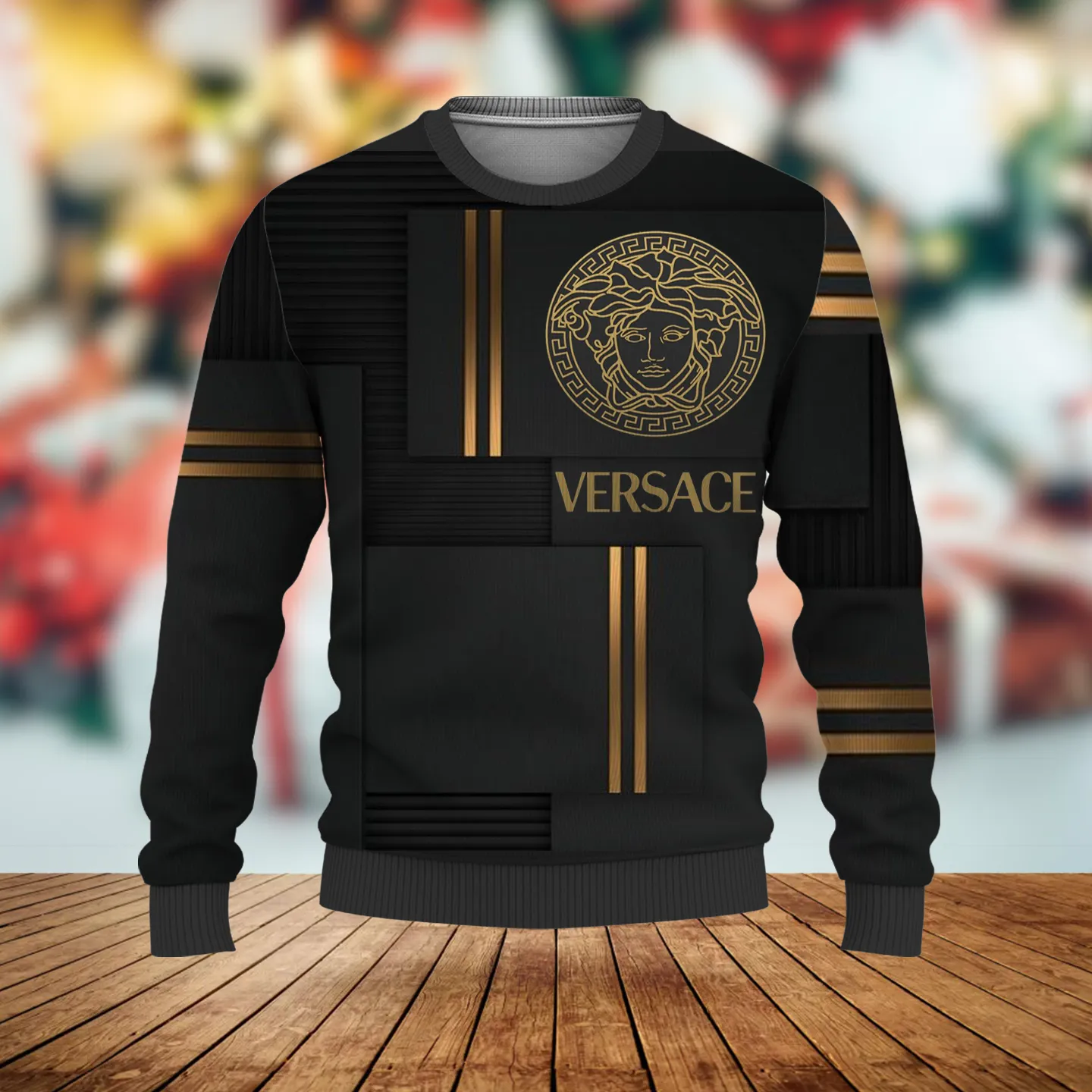 Versace Logo Medusa Black Luxury Brand Sweatshirt Sweater Fashion Style Premium Collection Outfits For Men Women