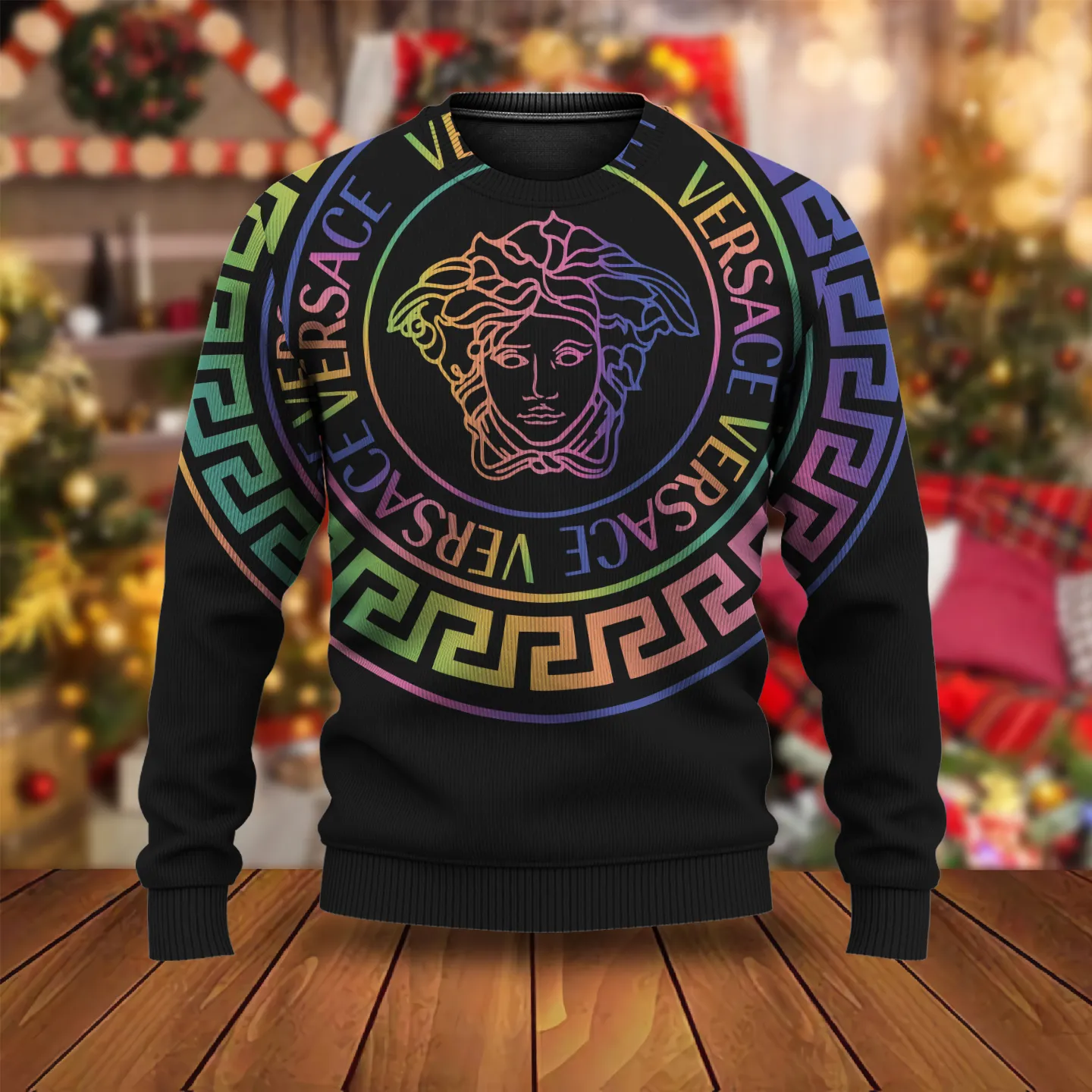 Versace Logo Medusa Pattern Black Luxury Brand Sweatshirt Sweater Fashion Style Premium Collection Outfits For Men Women