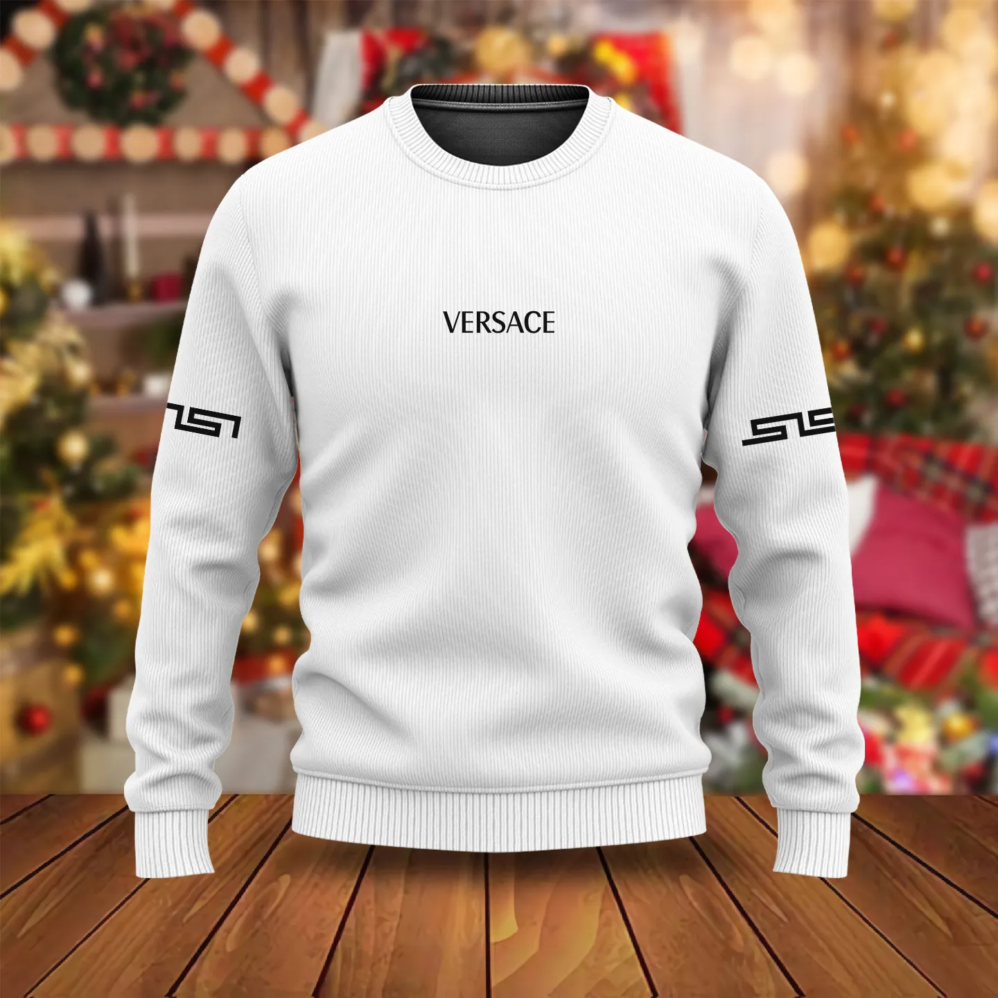 Versace Logo White Luxury Brand Sweatshirt Sweater Fashion Style Premium Collection Outfits For Men Women