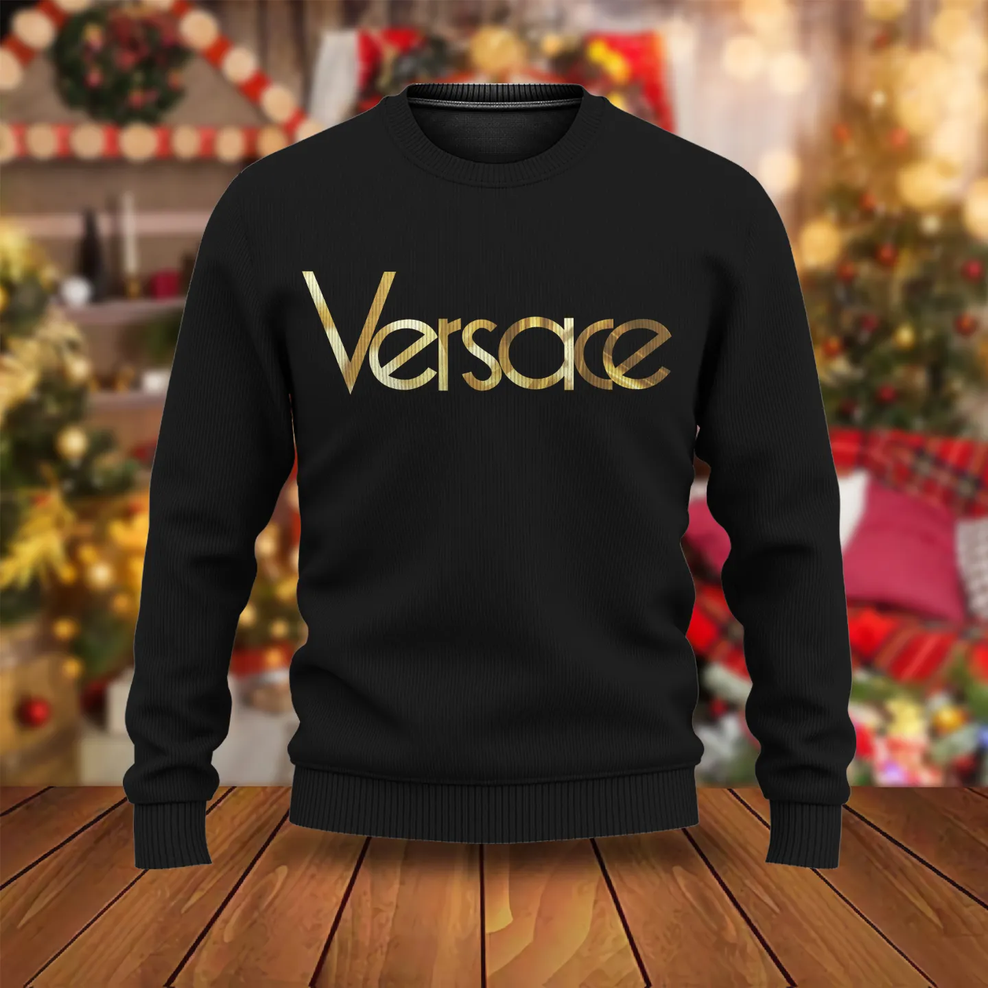 Versace Gold Logo Luxury Brand Sweatshirt Sweater Fashion Style Premium Collection Outfits For Men Women