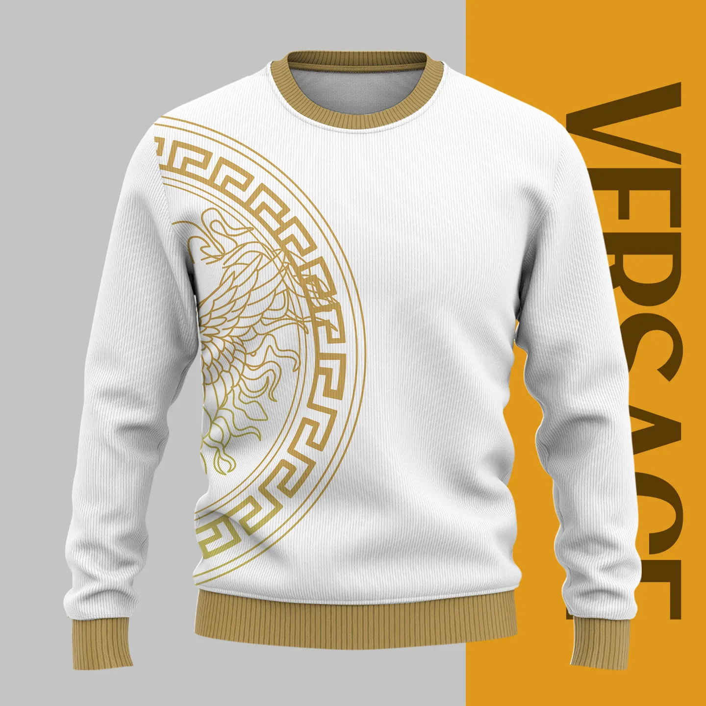 Versace Pattern White Luxury Brand Sweatshirt Sweater Fashion Style Premium Collection Outfits For Men Women