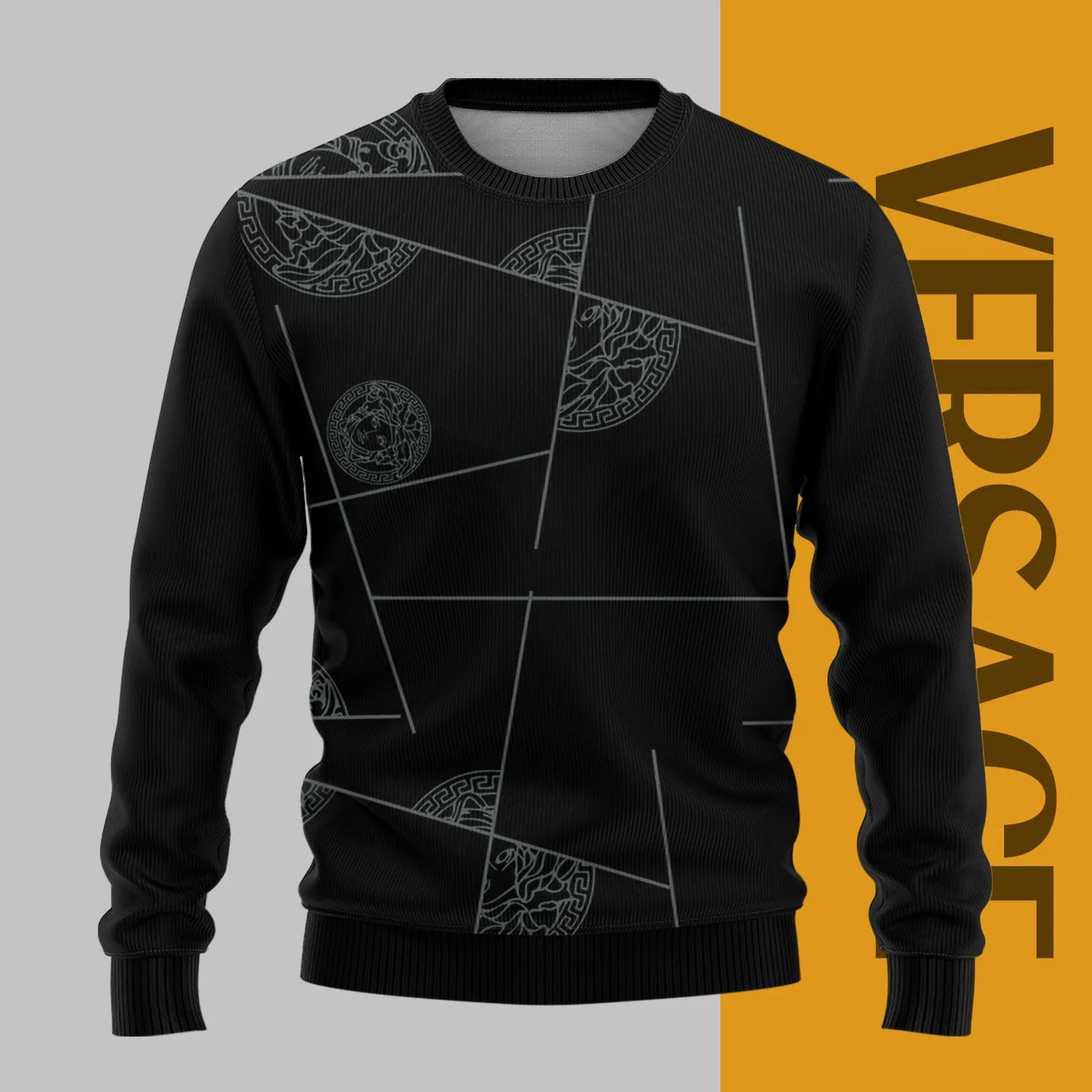 Versace Logo Medusa Pattern Black Luxury Brand Sweatshirt Sweater Fashion Style Special Collection Premium Outfits For Men Women