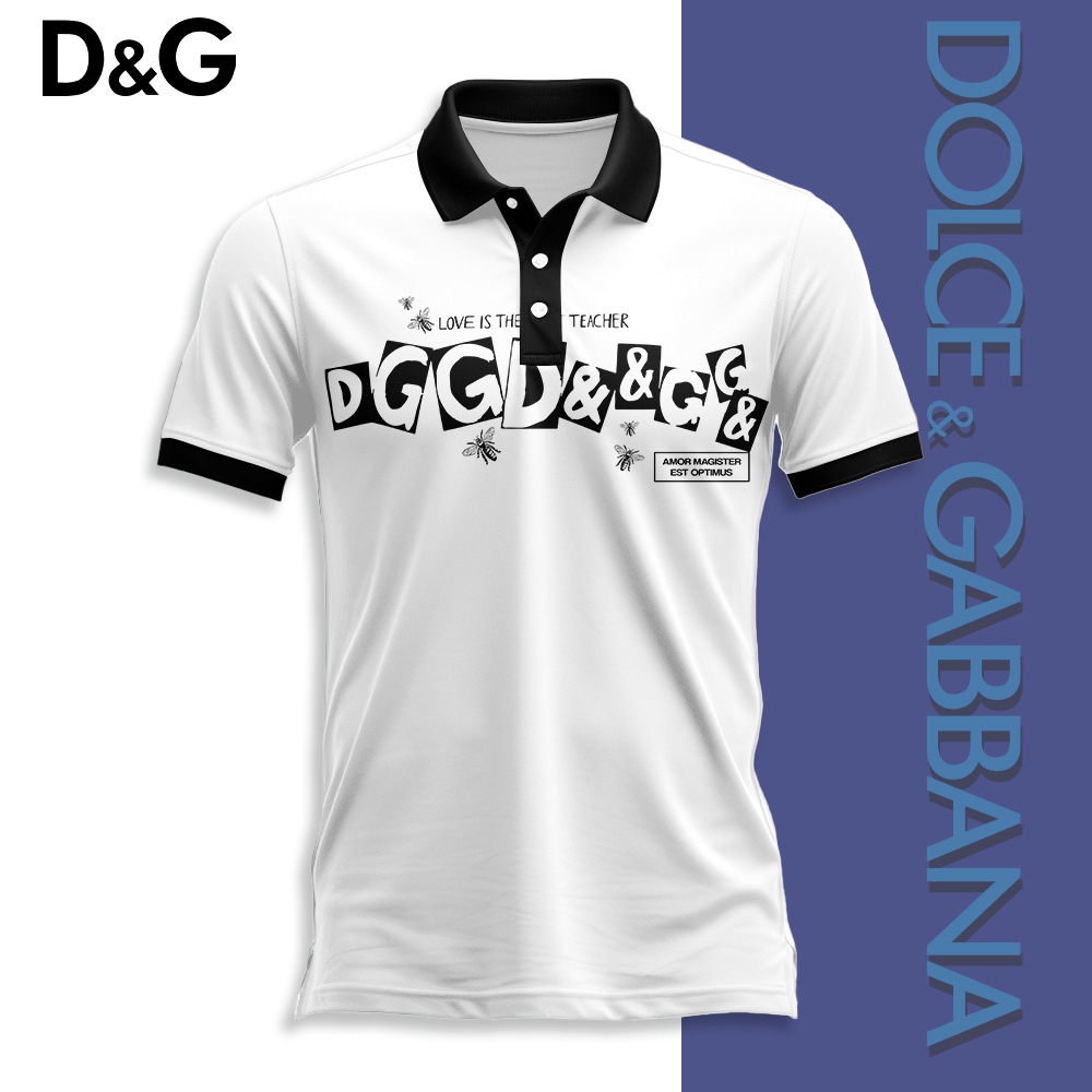 Dolce & Gabbana Pattern White Luxury Brand Polo Shirt Fashion Style Premium Outfit Special Collection For Men Women