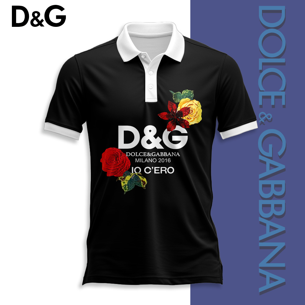 Dolce & Gabbana Flowers Black Luxury Brand Polo Shirt Fashion Style Premium Outfit Special Collection For Men Women