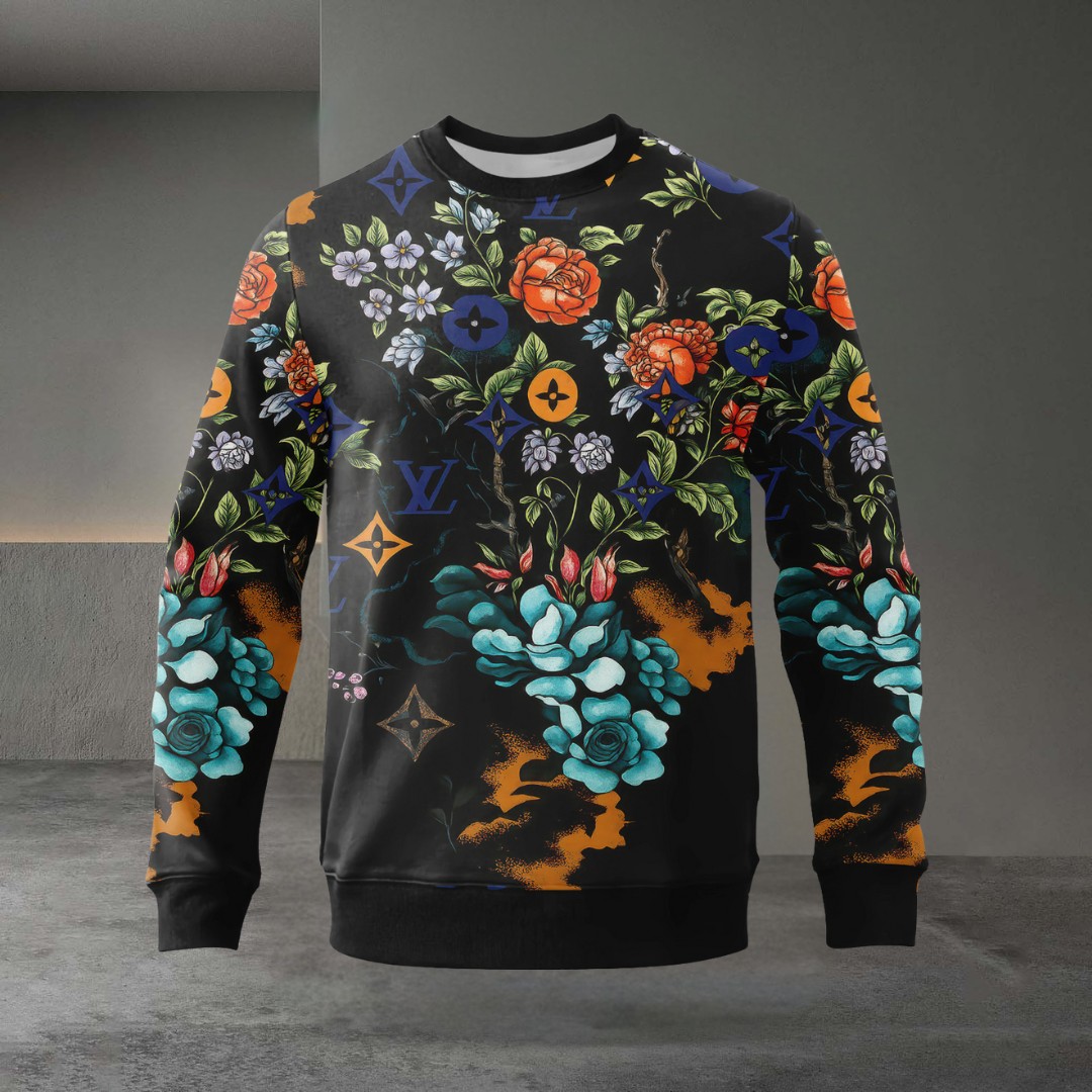 Louis Vuitton Flowers Luxury Brand Premium Sweatshirt Sweater Fashion Style Collection Special Outfit For Men Women