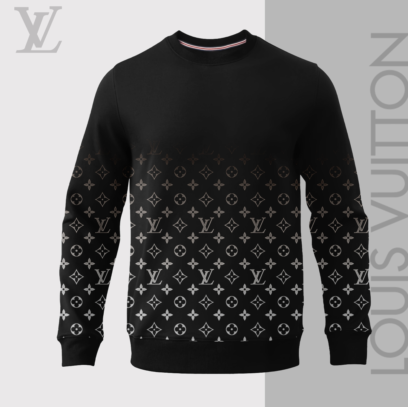 Louis Vuitton Logo Black Luxury Brand Premium Sweatshirt Sweater Fashion Style Collection Special Outfit For Men Women