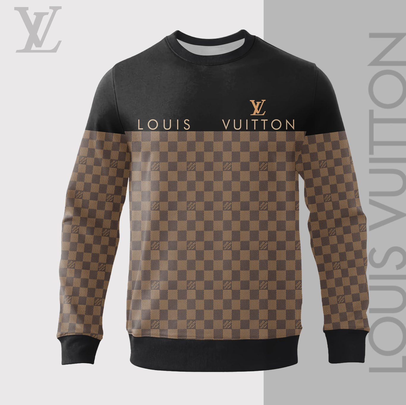 Louis Vuitton LV Black Brown Luxury Brand Premium Sweatshirt Sweater Fashion Style Collection Special Outfit For Men Women