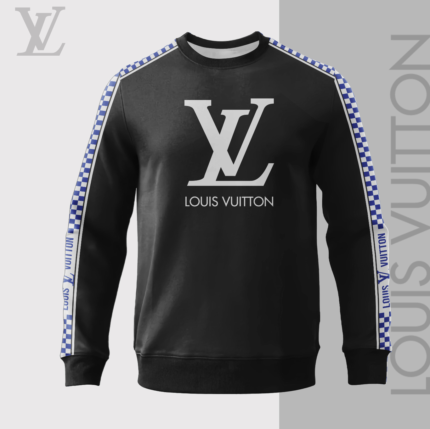Louis Vuitton LV White Logo Black Luxury Brand Premium Sweatshirt Sweater Fashion Style Collection Special Outfit For Men Women