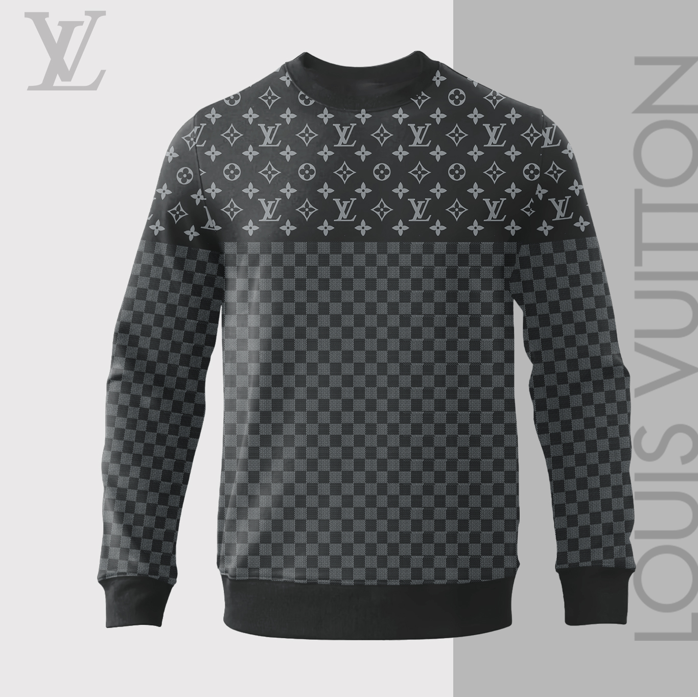 Louis Vuitton LV Grey Luxury Brand Premium Sweatshirt Sweater Fashion Style Collection Special Outfit For Men Women