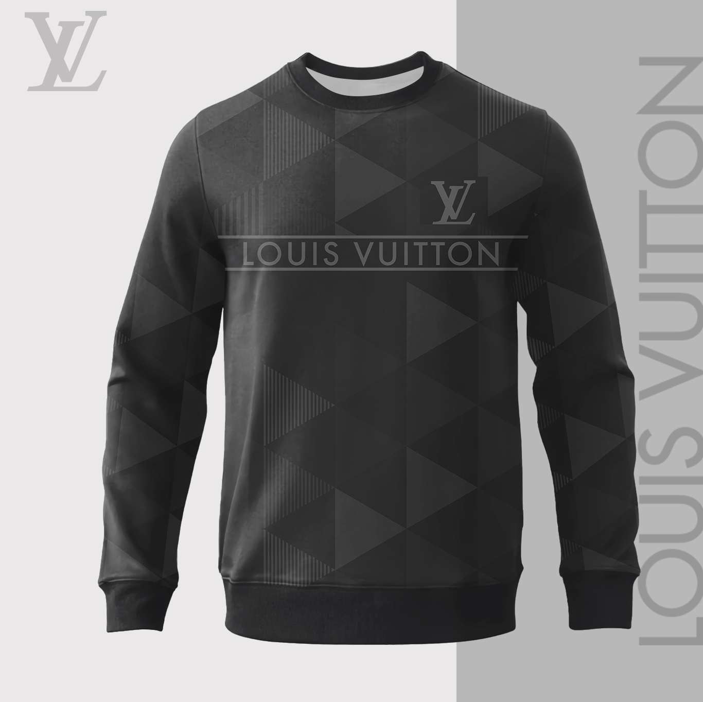Louis Vuitton LV Logo Grey Luxury Brand Premium Sweatshirt Sweater Fashion Style Collection Special Outfit For Men Women