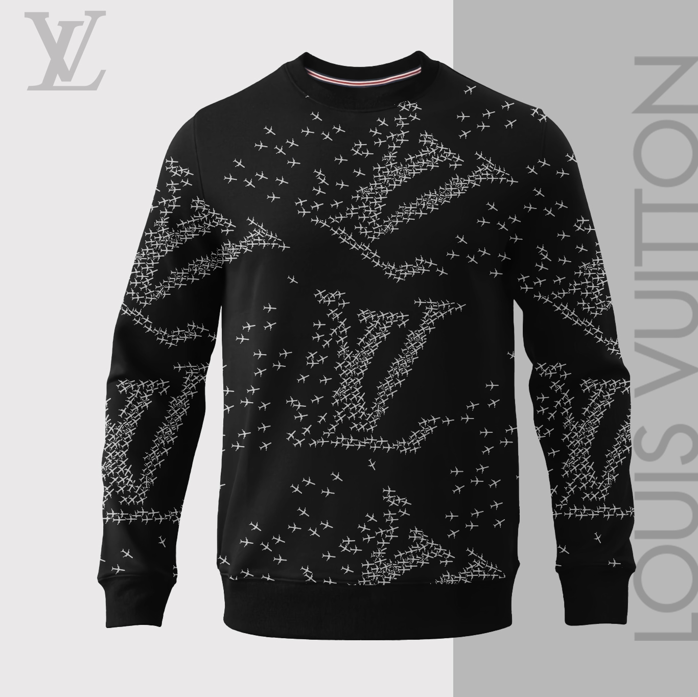 Louis Vuitton LV Pattern Black Luxury Brand Premium Sweatshirt Sweater Fashion Style Collection Special Outfit For Men Women