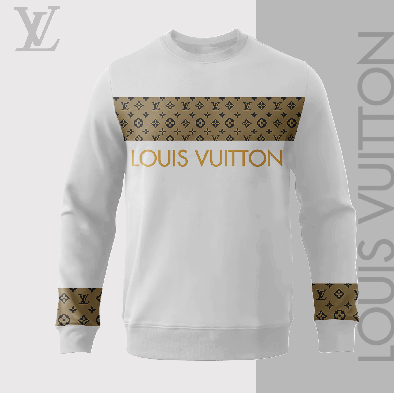 Louis Vuitton LV Pattern White Luxury Brand Premium Sweatshirt Sweater Fashion Style Collection Special Outfit For Men Women