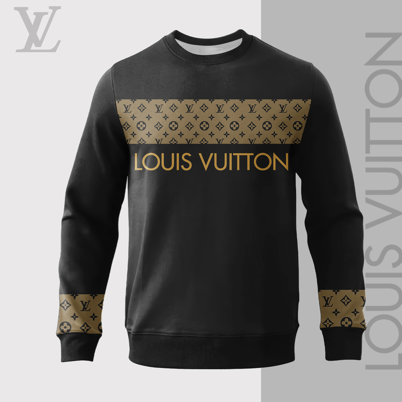 Louis Vuitton LV Pattern Black Luxury Brand Sweatshirt Sweater Fashion Style Premium Collection Special Outfit For Men Women