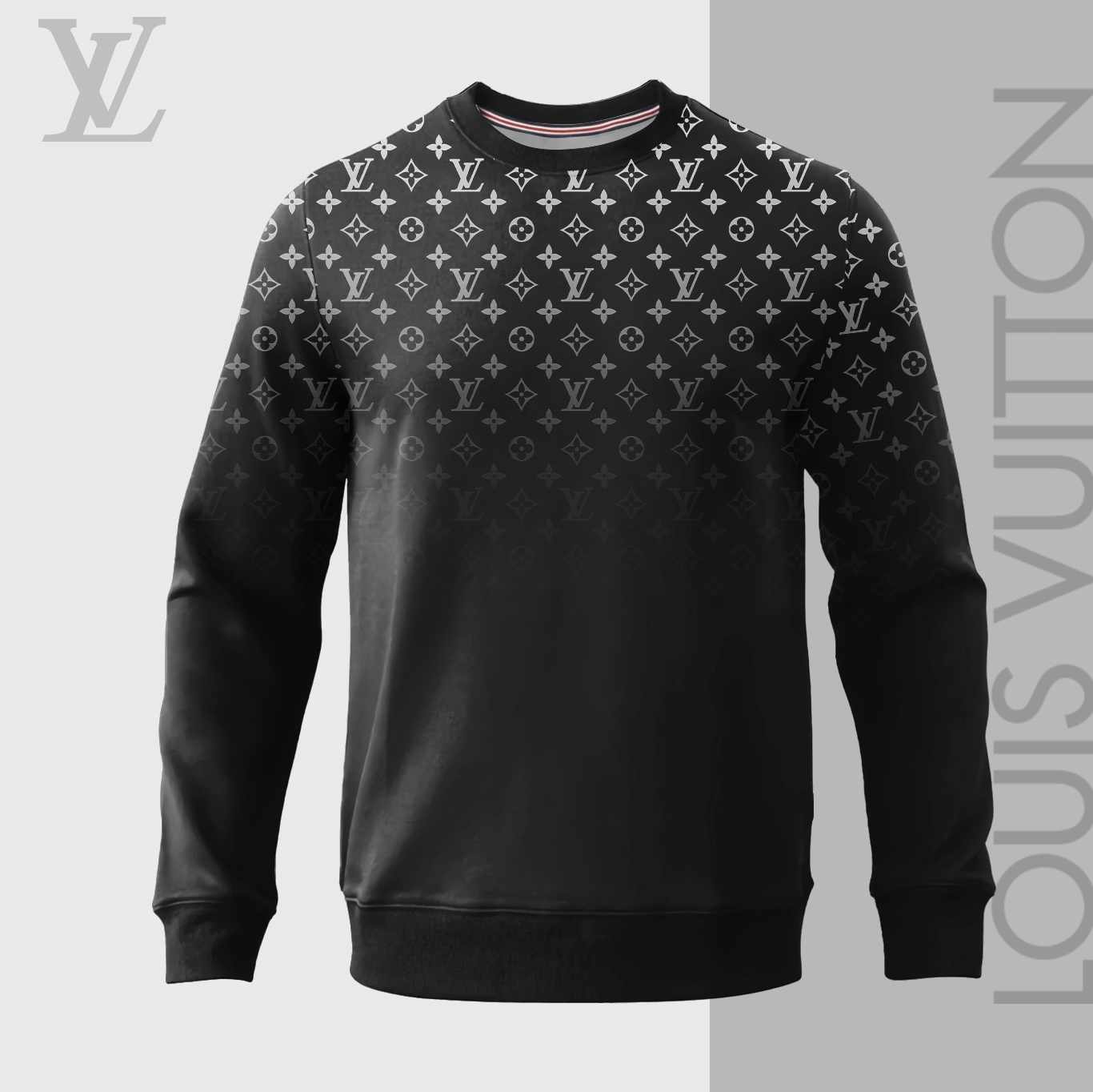 Louis Vuitton LV Logo Black Luxury Brand Sweatshirt Sweater Fashion Style Premium Collection Special Outfit For Men Women