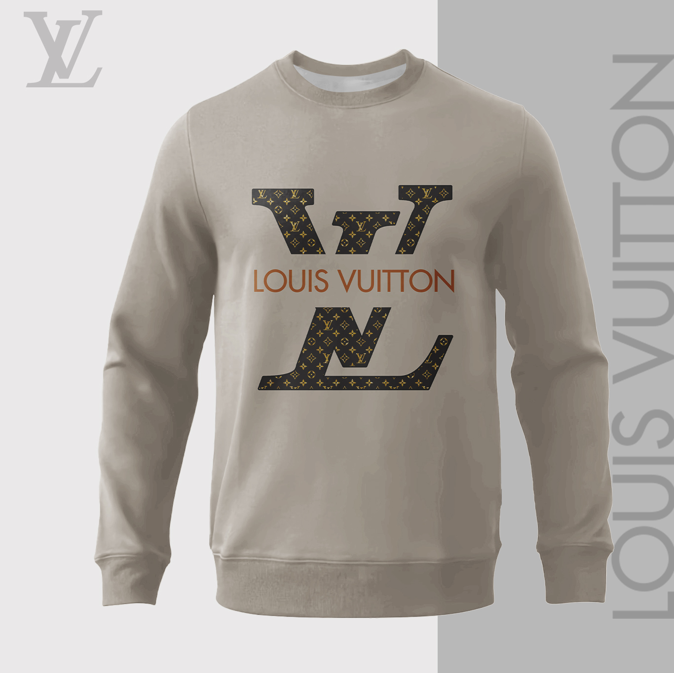 Louis Vuitton LV Brown Logo Luxury Brand Sweatshirt Sweater Fashion Style Premium Collection Special Outfit For Men Women