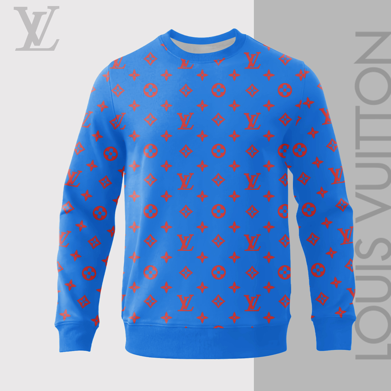 Louis Vuitton LV Blue Luxury Brand Sweatshirt Sweater Fashion Style Premium Collection Special Outfit For Men Women
