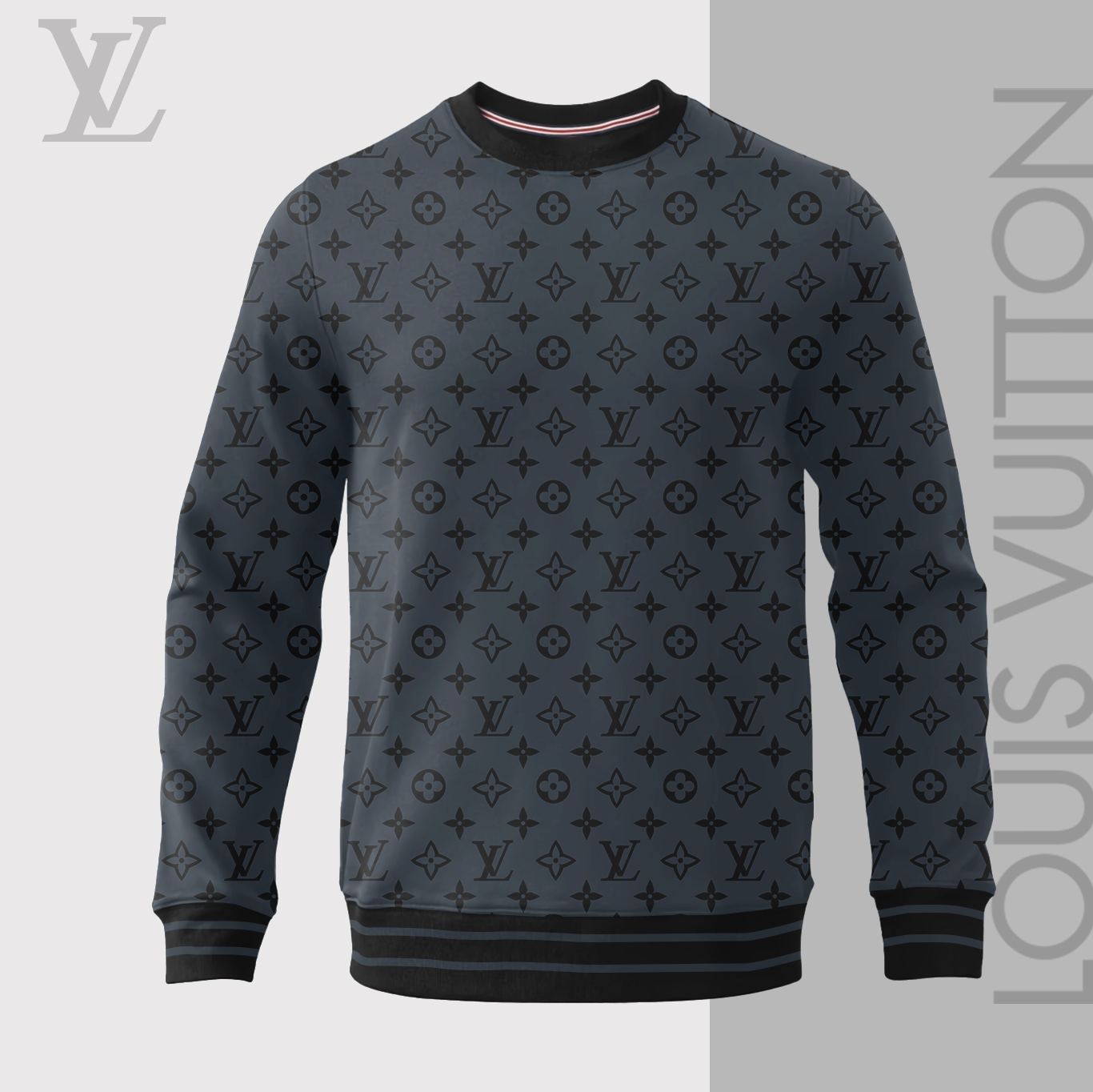 Louis Vuitton Gray Luxury Brand Sweatshirt Sweater Fashion Style Premium Collection Special Outfit For Men Women