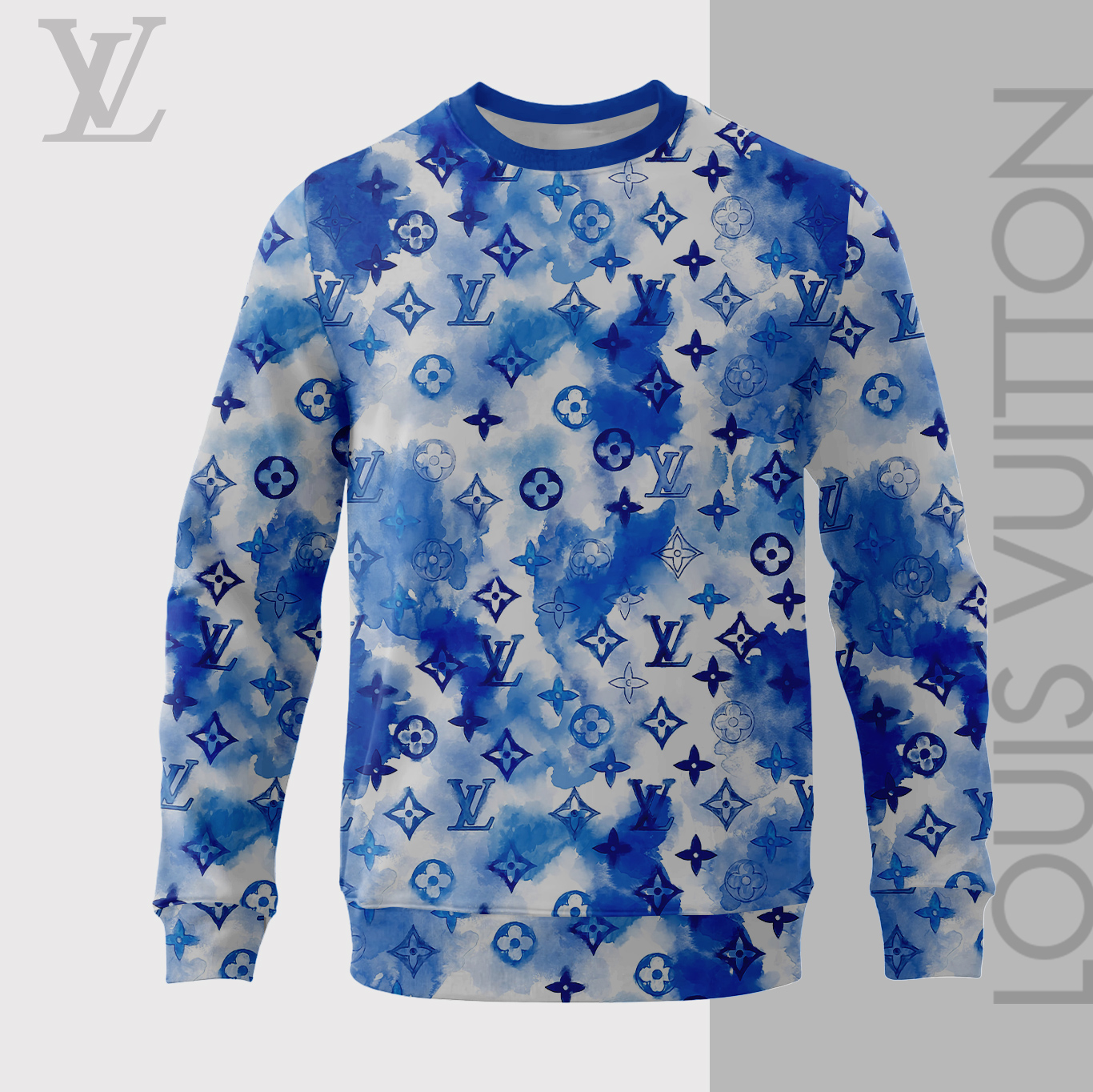 Louis Vuitton LV Blue White Luxury Brand Sweatshirt Sweater Fashion Style Premium Collection Special Outfit For Men Women