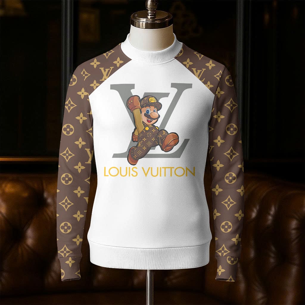 Louis Vuitton LV Mario White Brown Luxury Brand Sweatshirt Sweater Fashion Style Premium Collection Special Outfit For Men Women
