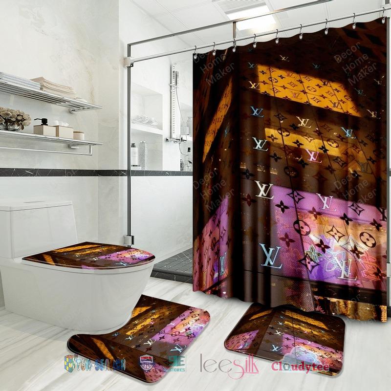Louis vuitton luxury bathroom set shower curtain style 01